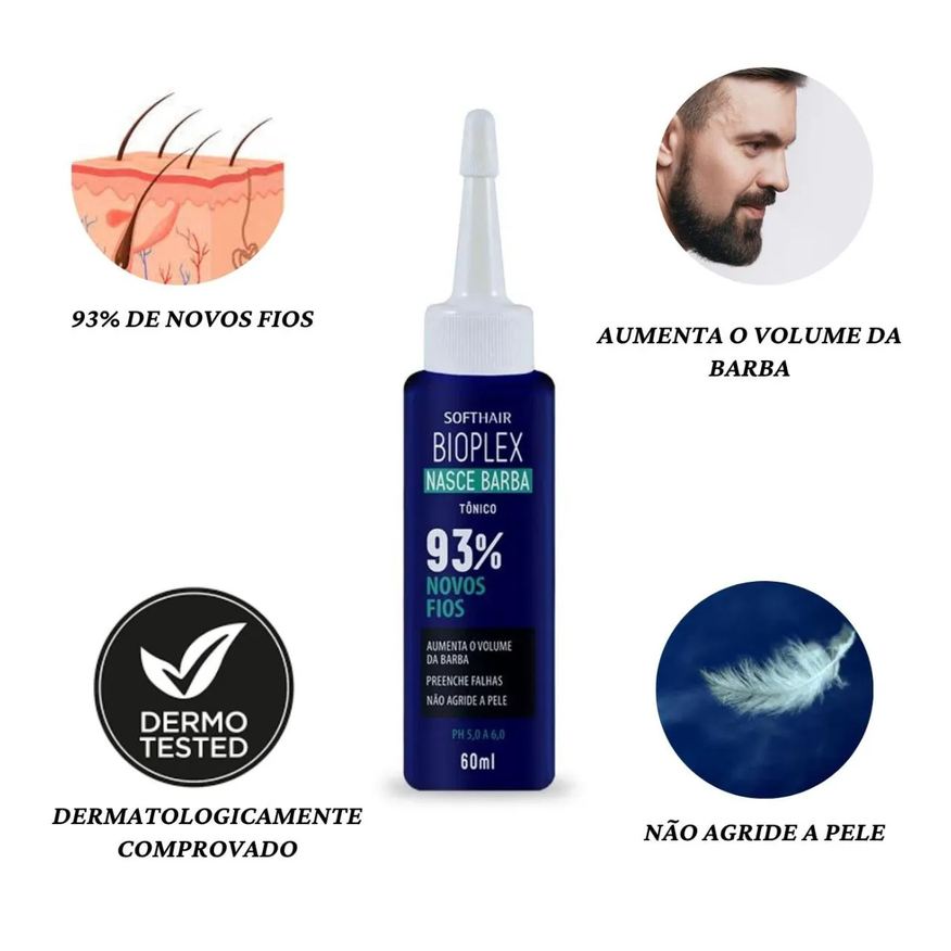 Barba Crescer Fórmula Exclusiva Tratamento Bioplex Softhair
