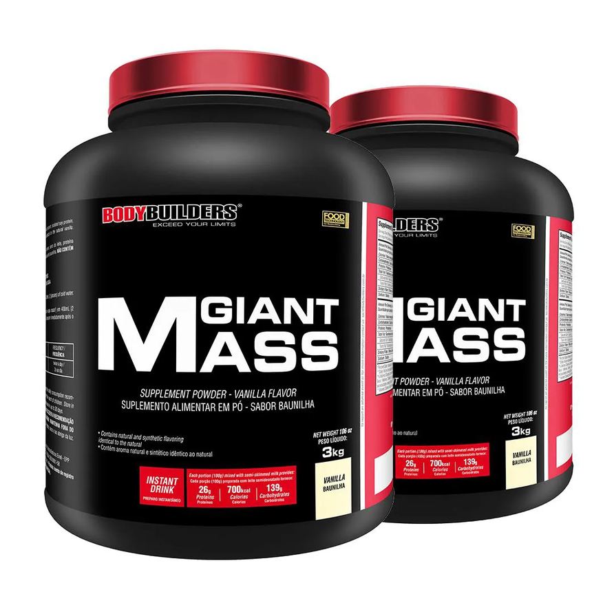 BodyBuilders Kit Hipercalórico Giant Mass Baunilha 3kg 2 unidades