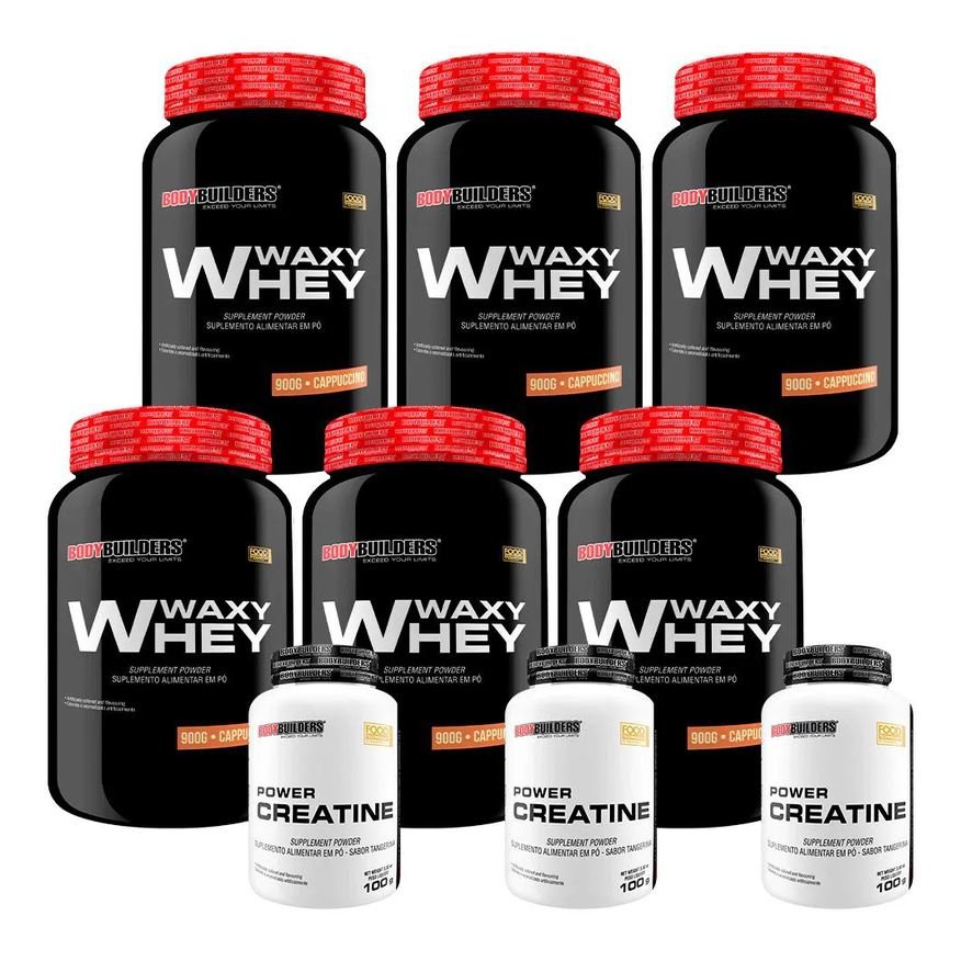 Bodybuilders Kit 6x Waxy Whey 900g + 3x Power Creatina 100g - Cappuccino