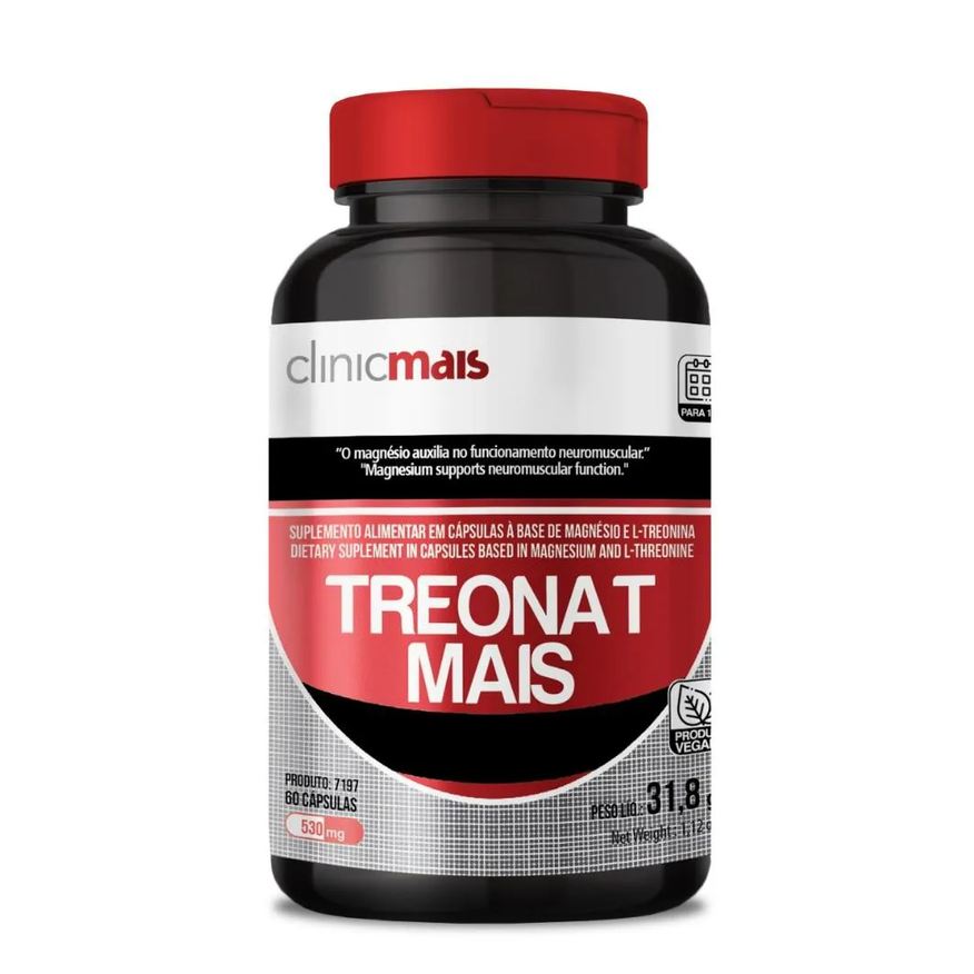 Clinic Mais Magnésio L - Treonato Treonat Mais 60 cápsulas 530mg Clinicmais