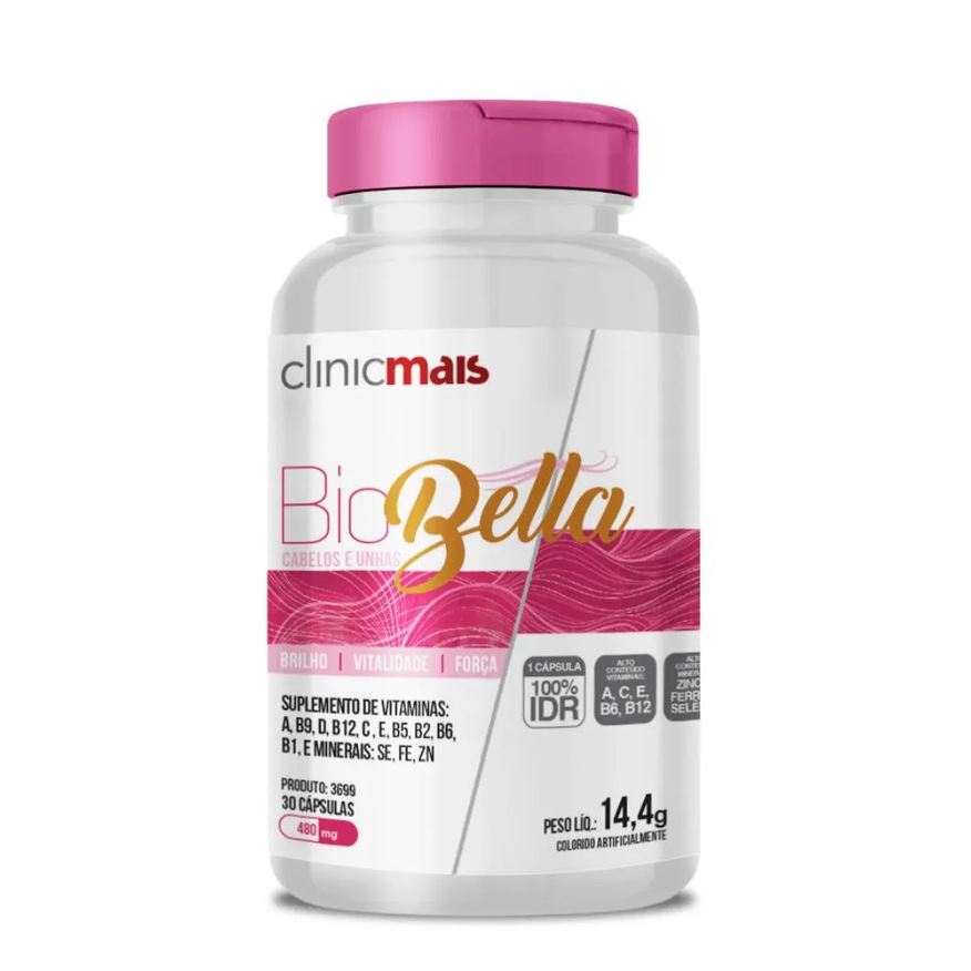 Clinic Mais Biobella Cabelos e Unhas 30 cápsulas 480mg Clinicmais