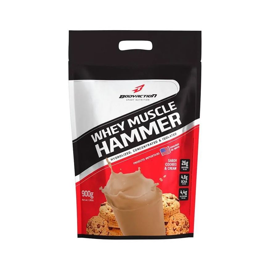 Body Action Whey Muscle Hammer 900g Refil Cookies e Cream Bodyaction