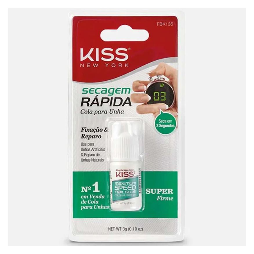 Kiss New York Cola para Unha Secagem Rápida Mazimum Speed Nail Glue 3g Kiss