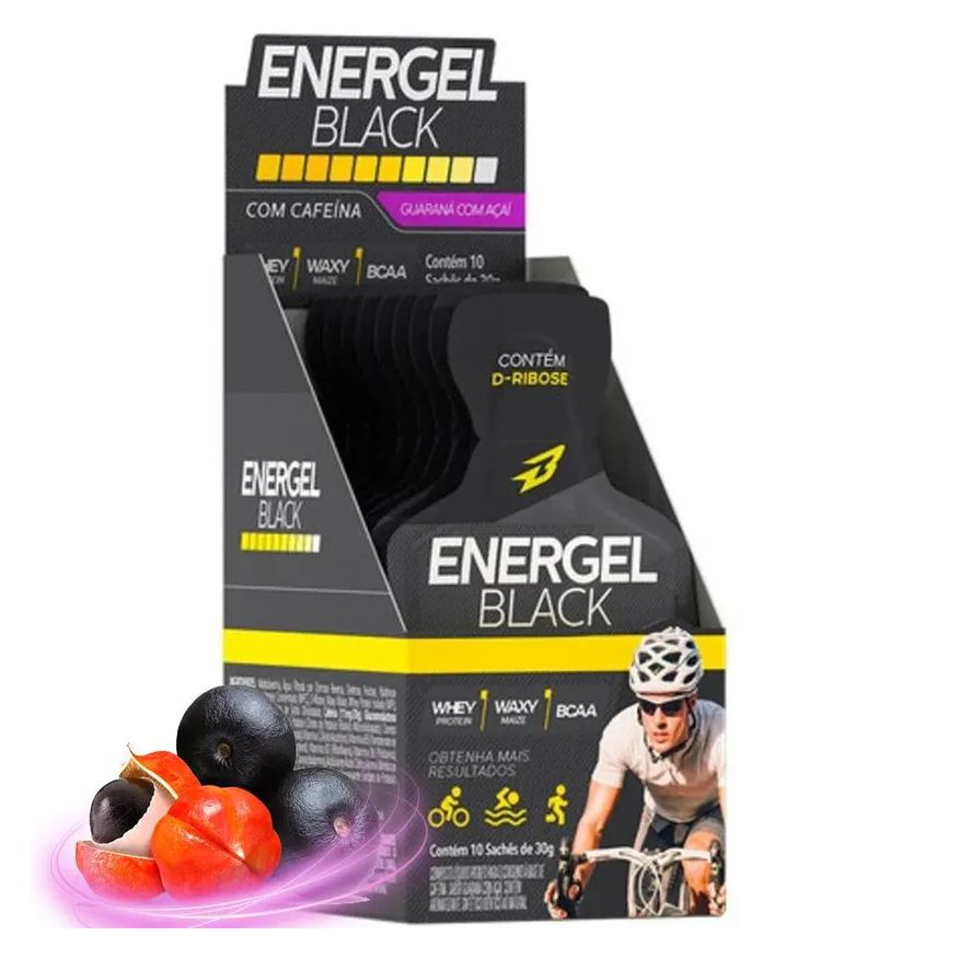 Body Action Gel Energel Black com Cafeína Caixa 10 unidades Guaraná com Açaí