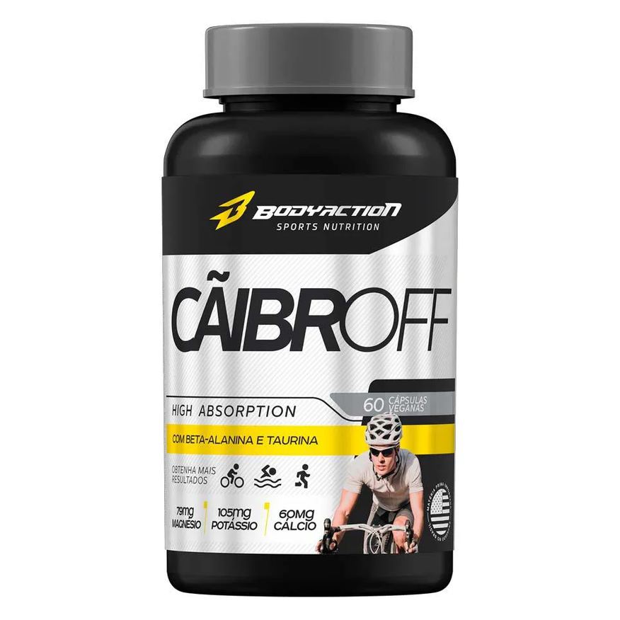 Body Action Caibroff 60 cápsulas Bodyaction Beta Alanina Taurina Magnesio Potasio Calcio Anti Caimbras