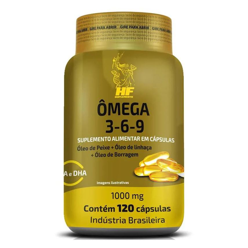 Hf Suplements Omega 3 6 9 Peixe Borragem e Linhaca 120caps