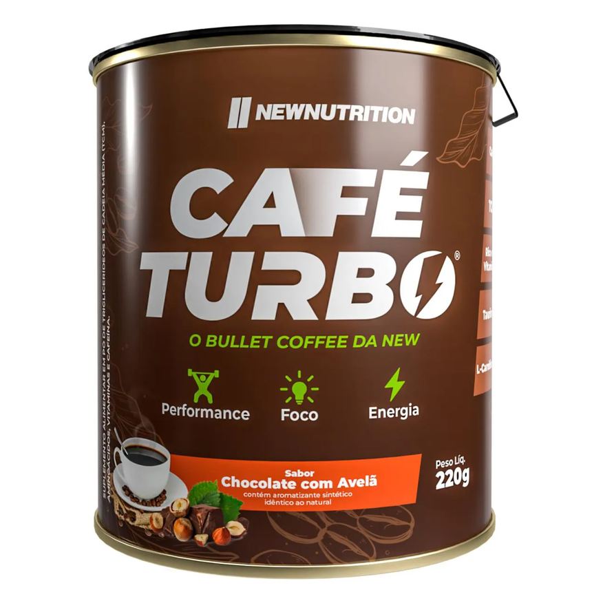 Newnutrition Cafe Turbo 220g Chocolate com Avela - Lata Creme de Avelã