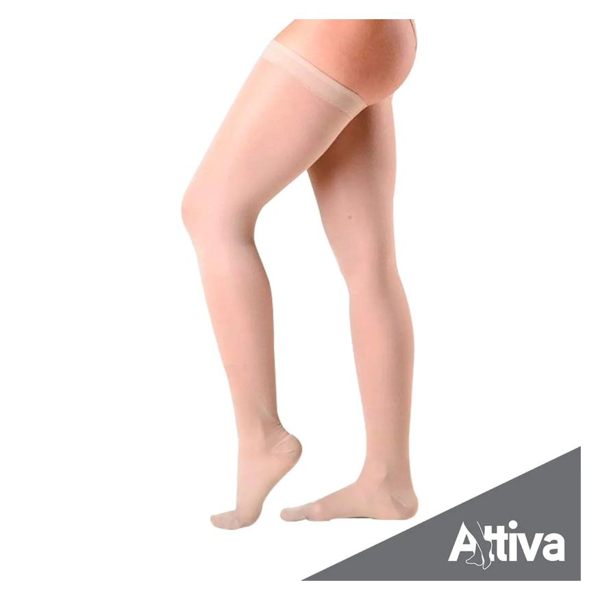 Attiva Meia Coxa 7/8 Media Compressao 18-21 Fem Fechada Natural Gg