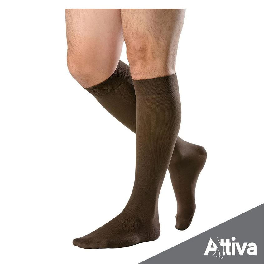 Attiva Meia ¾ Panturrilha Alta Compressao 20-30 Mas Fechada Marrom G