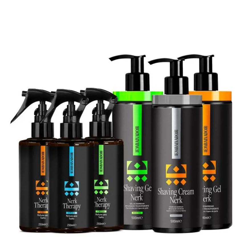 Embaixador 3 Shaving em Gel Nerk 500ml + 3 Perfume Toalha Nerk Therapy