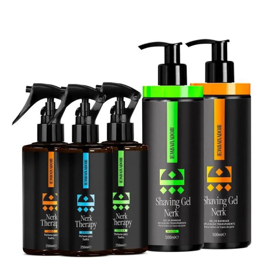 Embaixador 2 Shaving em Gel Nerk 500ml + 3 Perfume Toalha Nerk Therapy