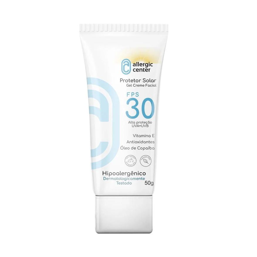 Allergic Center Protetor Solar Facial Hipoalergênico Alta Proteção Uva e Uvb 50g Fps 30