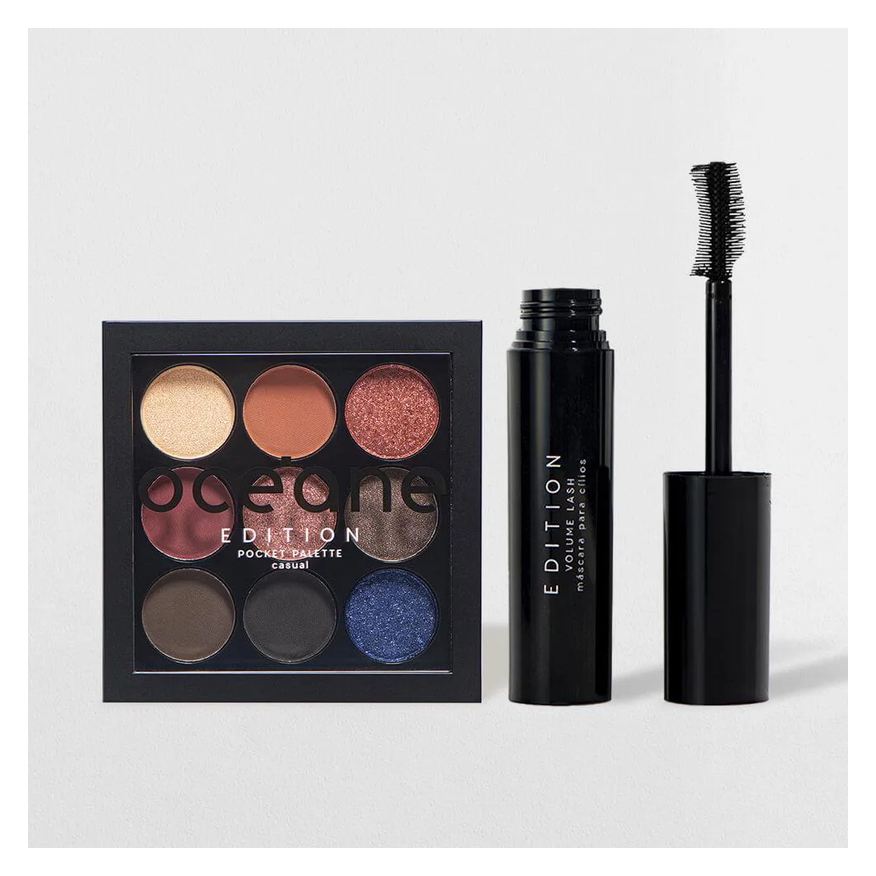 Océane Kit Paleta de Sombras Pocket Casual + Máscara de Cílios Volume Lash (2 Produtos)