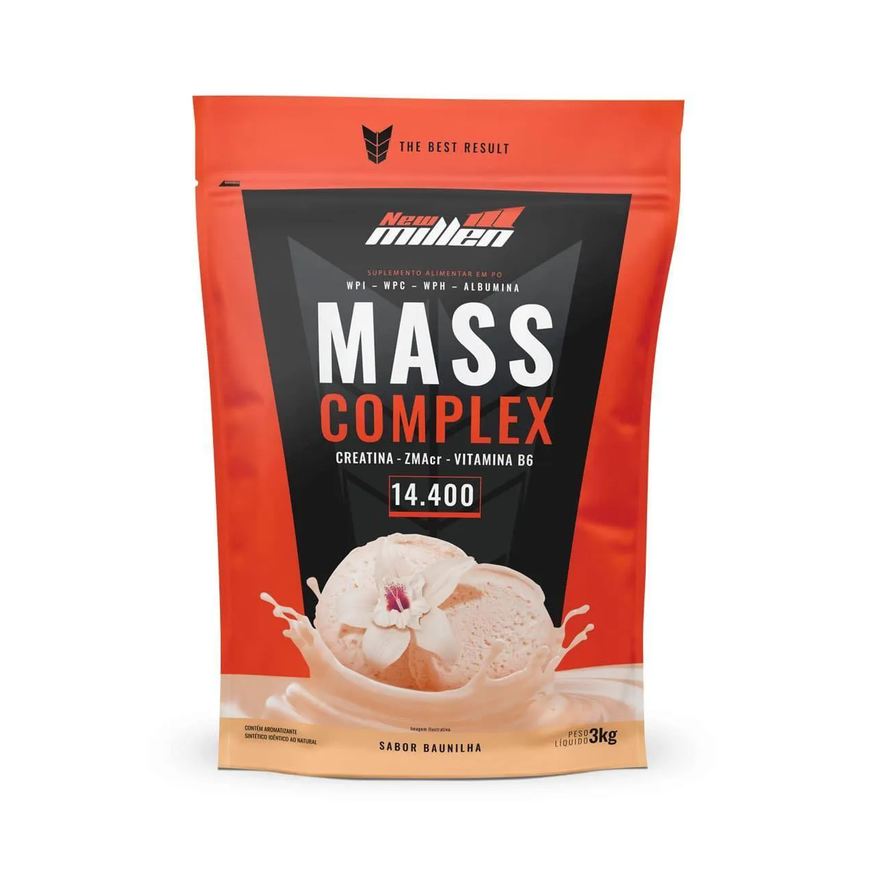 New Millen Hipercalórico Mass Complex 14400 Baunilha Refil 3kg