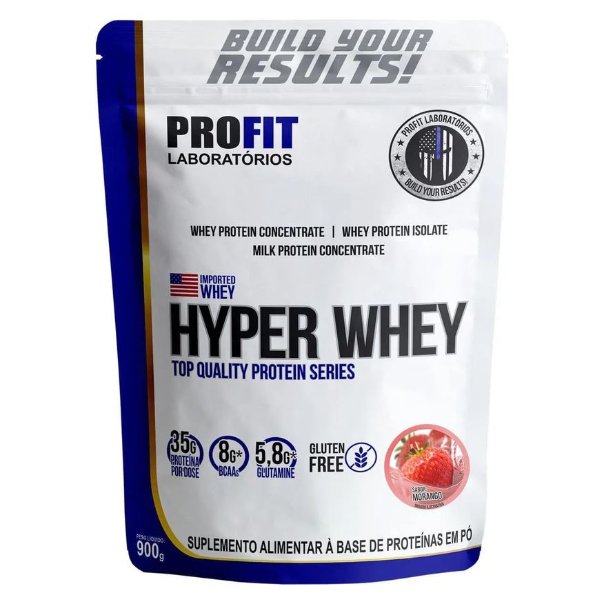 Profit Laboratório Hyper Whey - 900g Refil Morango - Profit