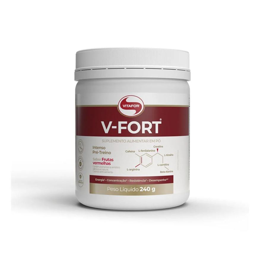 Vitafor Pré-Treino Intenso V-Fort Frutas Vermelhas 240g