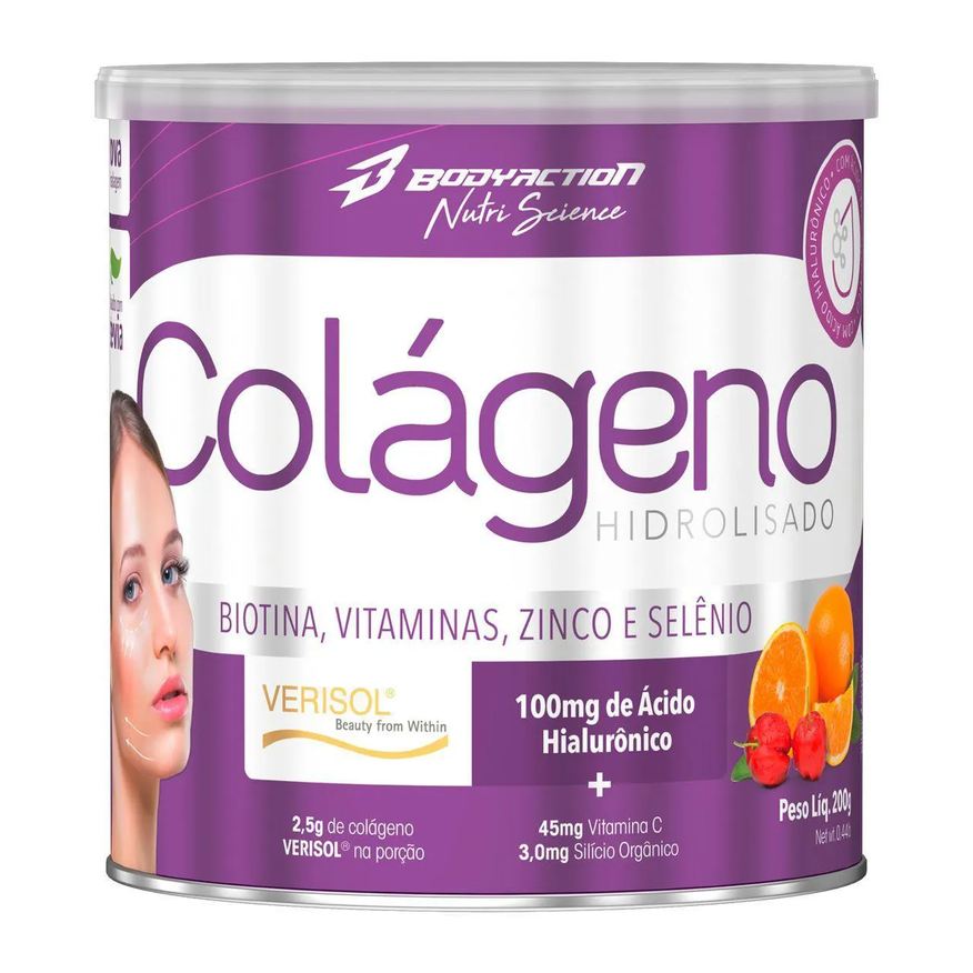 Body Action Colágeno Verisol com Hialurônico - 200g Laranja com Acerola - Bodyaction