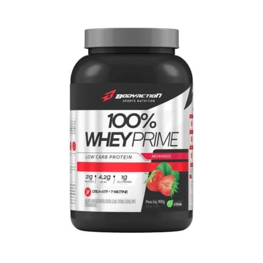 Body Action 100% Whey Prime (900g) - Sabor: Morango