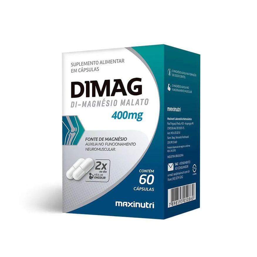 Maxinutri Dimag Di-magnésio Malato 400mg (60 Cápsulas) - Padrão: Único