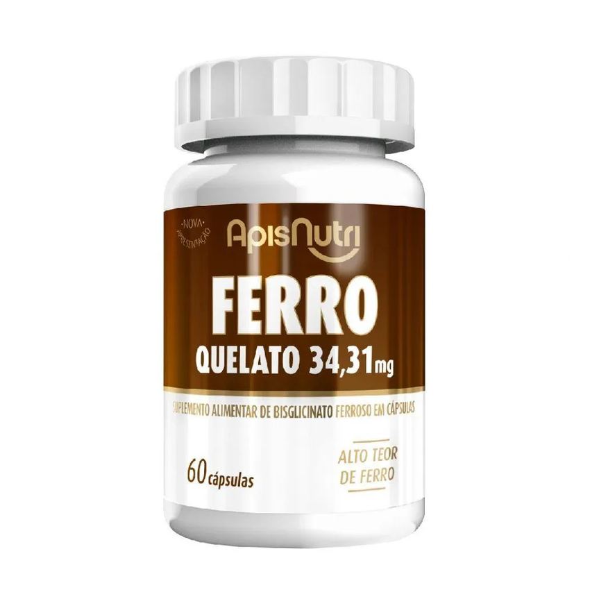 Apisnutri Ferro Quelato 34,31mg (60 Cápsulas) - Padrão: Único