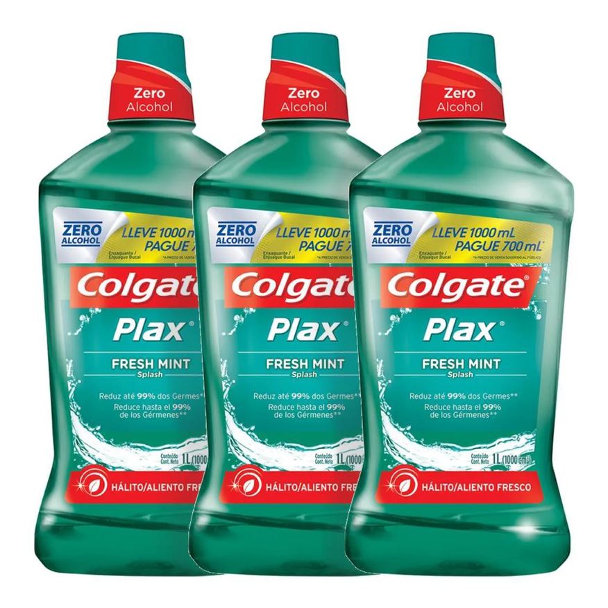 Colgate Kit 3 Enxaguante Bucal Plax Fresh Mint