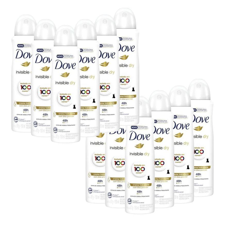 Dove Kit 12 Desodorantes Antitranspirante Aerossol Invisible Dry 150ml