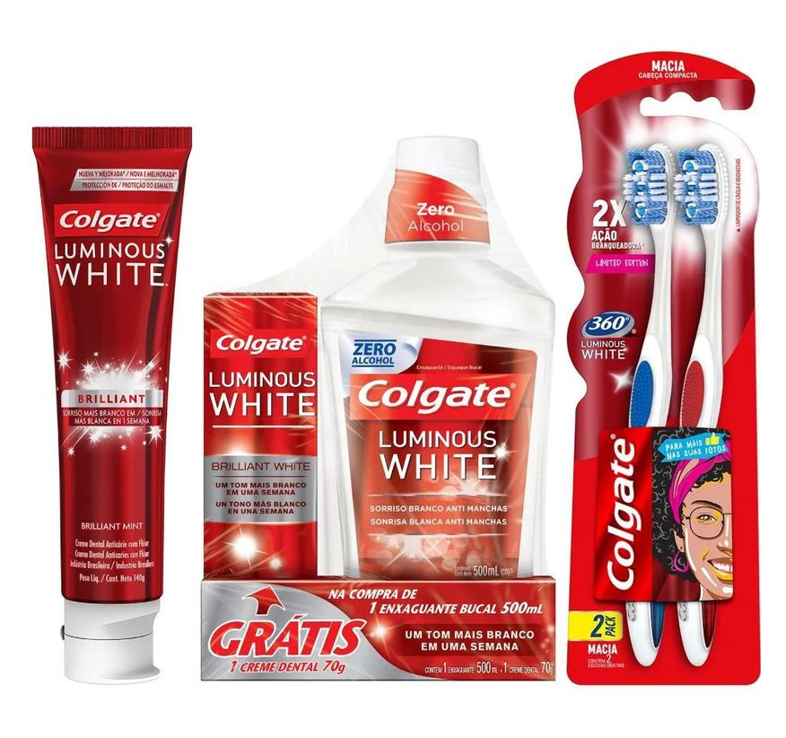 Colgate Kit Pasta de Dente 140g + Pasta de Dente 70g + Escova de Dente + Enxaguante Bucal 500ml