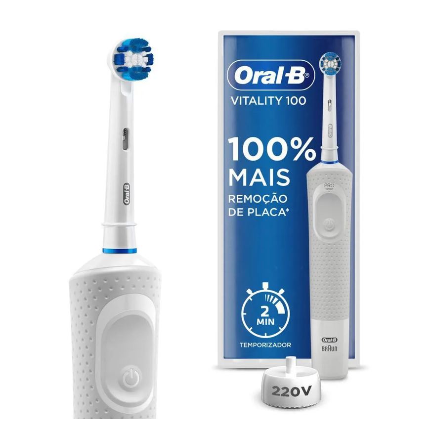 Oral-B Escova Elétrica Vitality D12 220v + Refil Oral-B Precision Clean com 4 unidades
