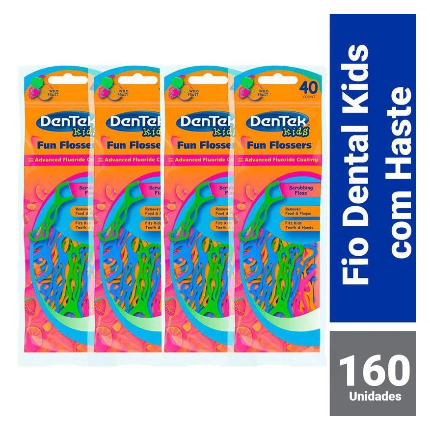 DenTek Kit Fio Dental Kids Fun Flossers 160 unidades