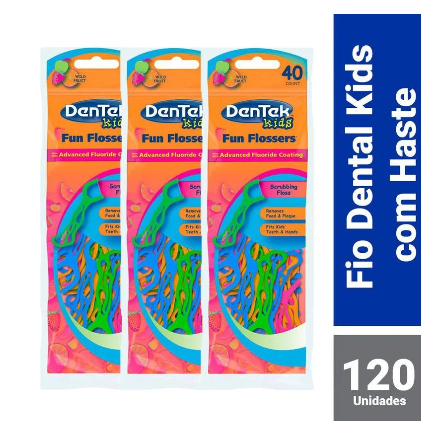 DenTek Kit Fio Dental Infantil Fun Flossers 120 unidades