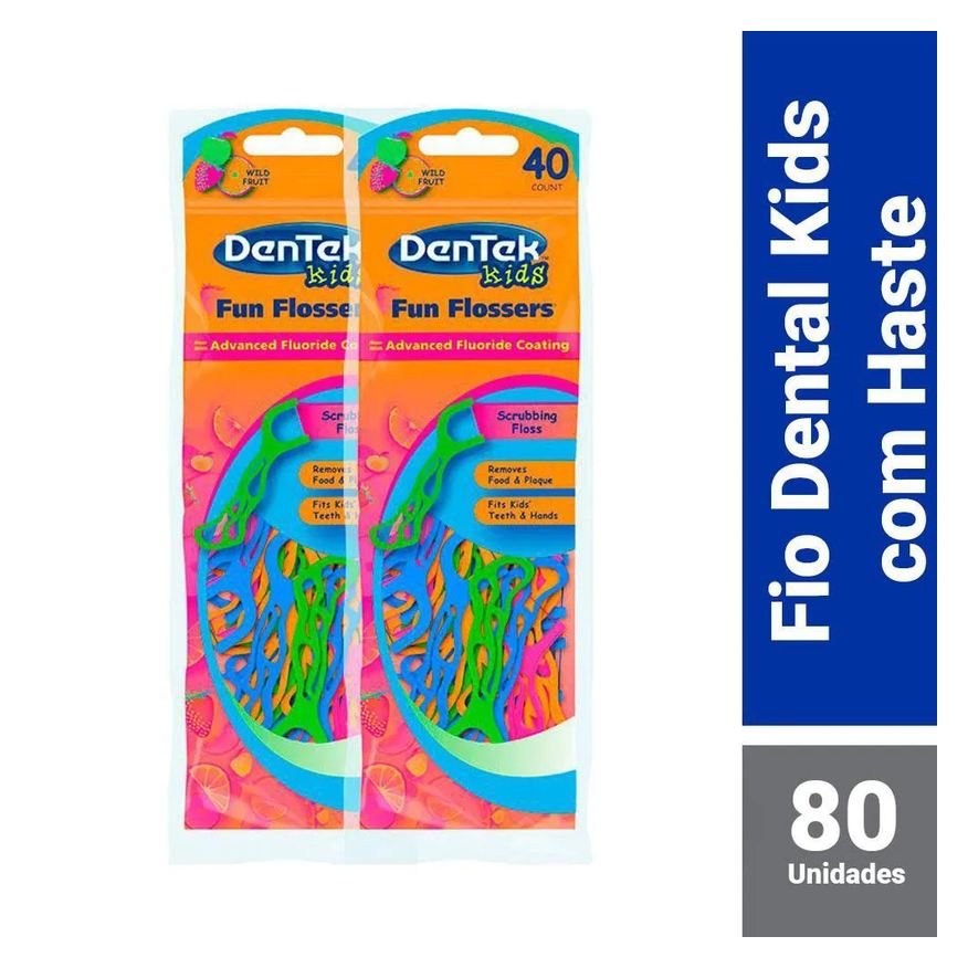 DenTek Kit Fio Dental Kids Fun Flossers 80 unidades