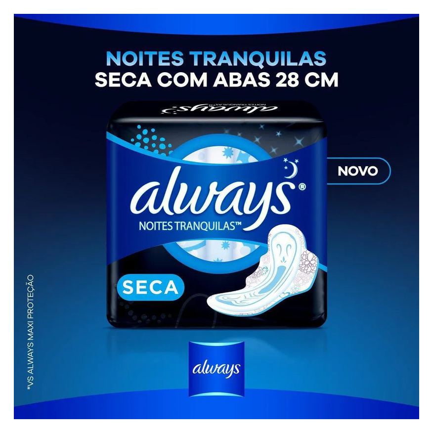 Noturno Absorvente Always Noites Tranquilas Cobertura Seca com Abas