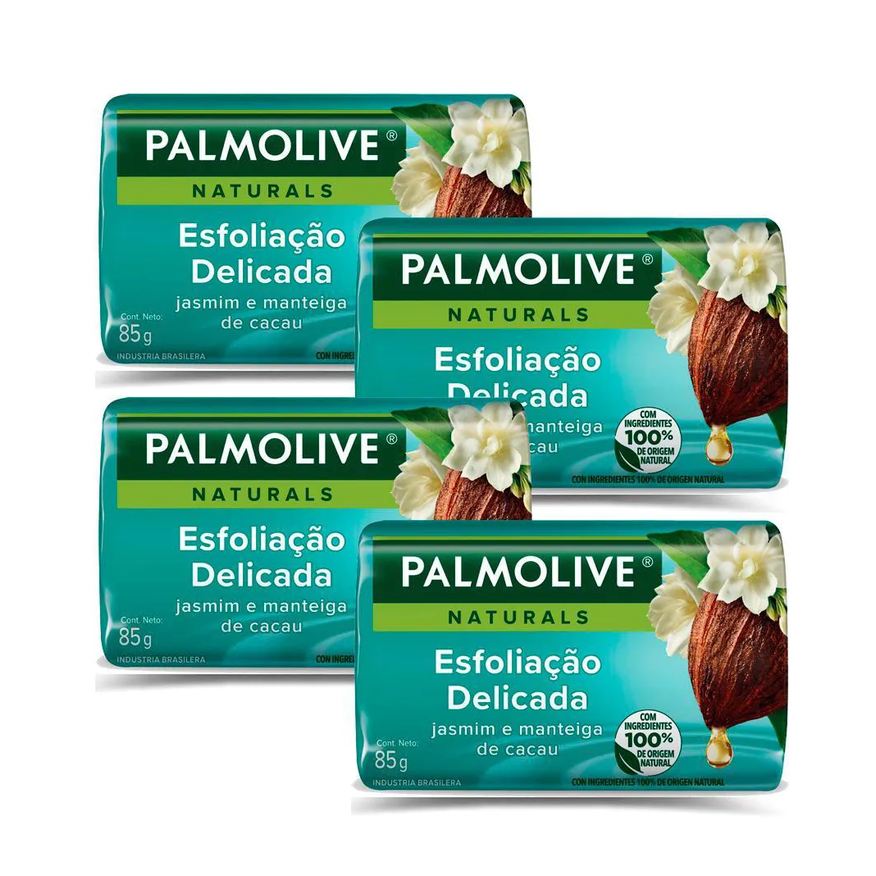 Palmolive Kit 4 Sabonetes em Barra Naturals Esfoliação Delicada 85g