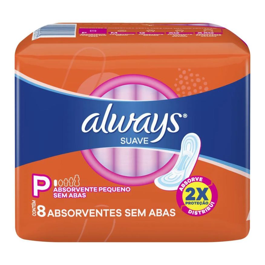 Always Absorvente Super Proteção Suave sem Abas - 8 unidades