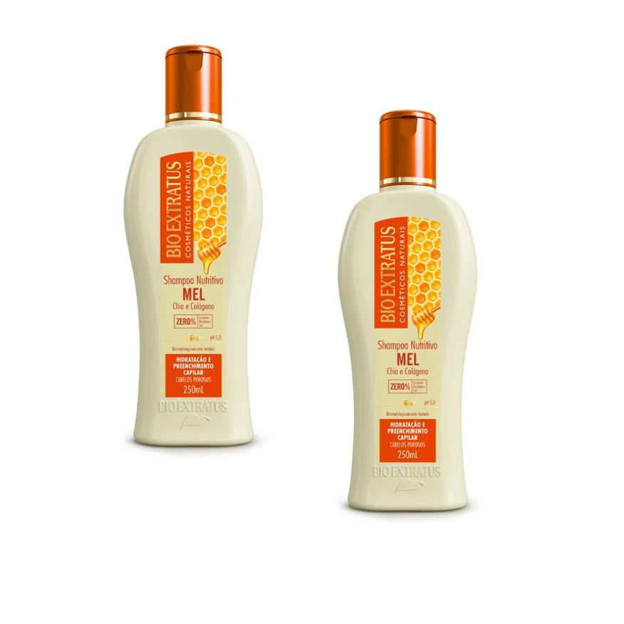 Bio Extratus Kit com 2 Shampoo Mel Cabelos Porosos 250ml