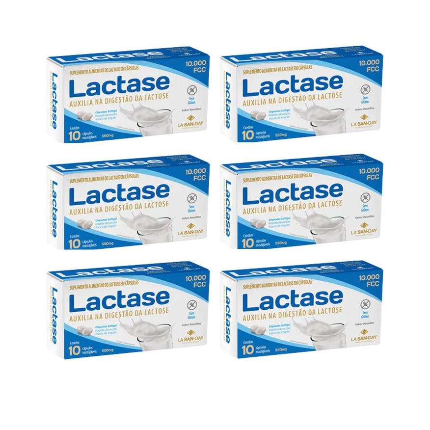 La San Day Kit C6 Suplemento Lactase 10.000 com 10 cápsulas