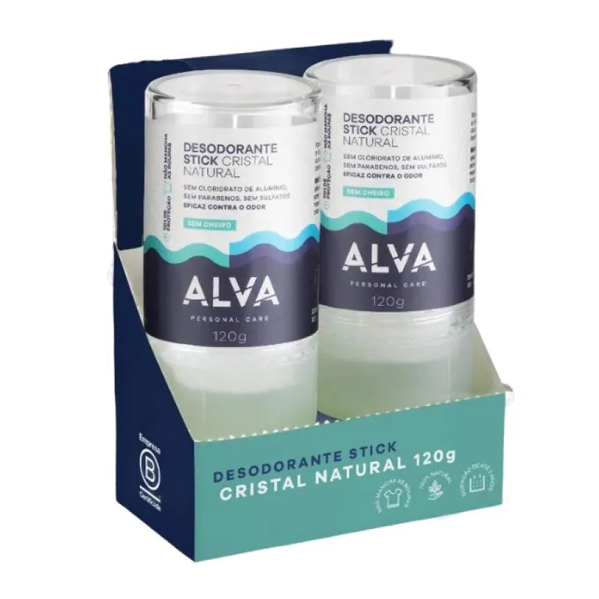 Alva Desodorante Natural Pedra Cristal Alemanha Kit 2 120g