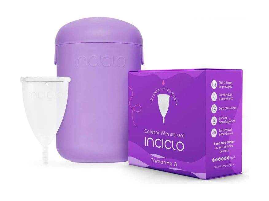 Coletor Kit Menstrual Inciclo A + cápsula Esterilizadora Lavanda / Roxa / Lilás