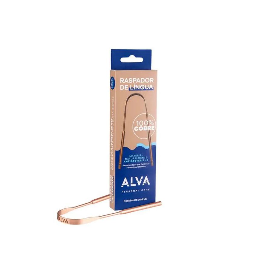 Alva Raspador Higienizador de Cobre Para Língua 100% Cobre