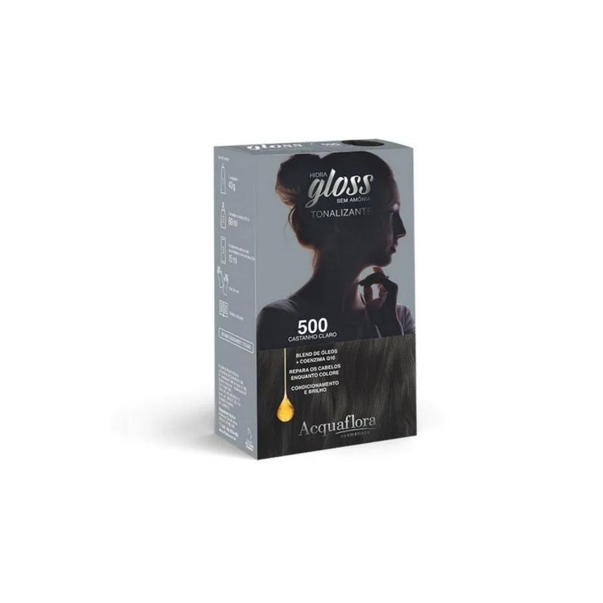 Acquaflora Tintura Tonalizante Kit Hidra Gloss 500 Castanho Claro