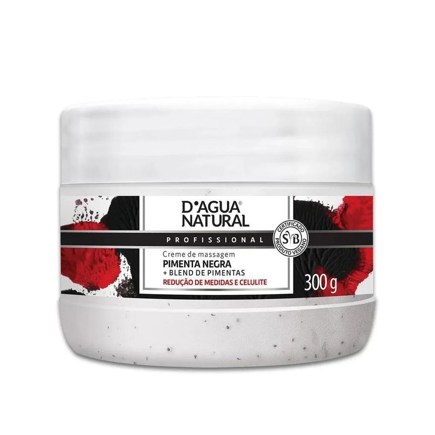 D'agua Natural Creme para Massagem Pimenta Negra 300g