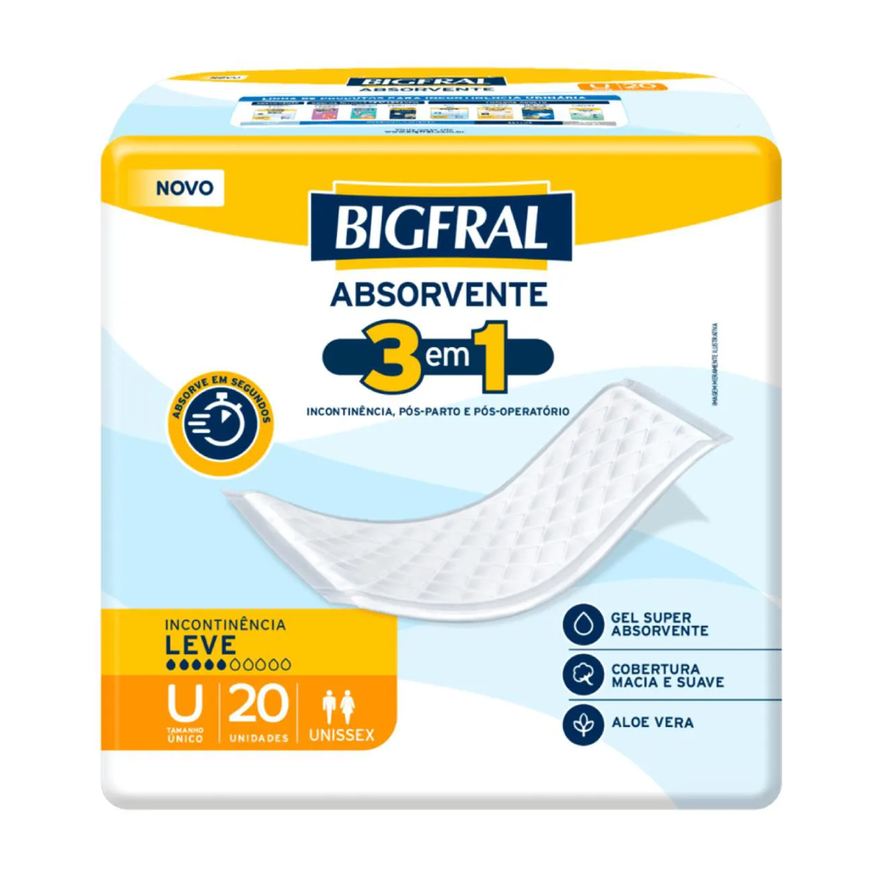 Bigfral Absorvente - Tamanho Único - com 20 unidades