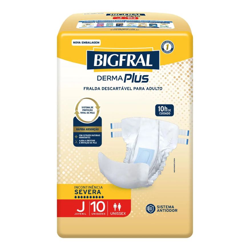 Bigfral Fralda Geriátrica Unissex Derma Plus Juvenil Absorção Intensa 10 unidades