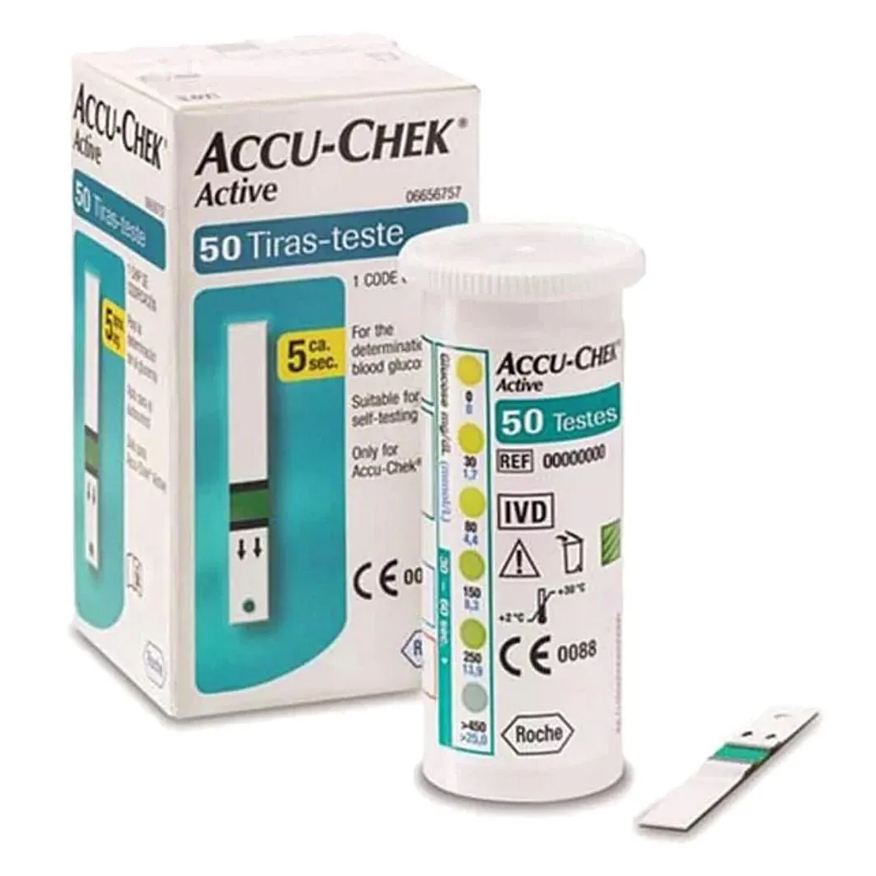 Roche Tiras Reagentes Accu-chek Active - 50 Tiras