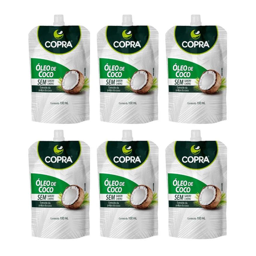 Copra Kit 6uni Óleo de Coco (sem Sabor) 100ml Pouch