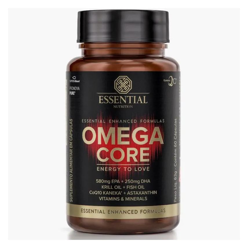Essential Nutrition Omega Core + Omega 3 + Astaxantina + Coq10 - 60 cápsulas