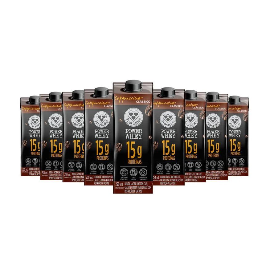 A Tal Da Castanha Bebida Proteica Power Whey Cappuccino Clássico 3 Corações (cx 12un de 250ml) Unica
