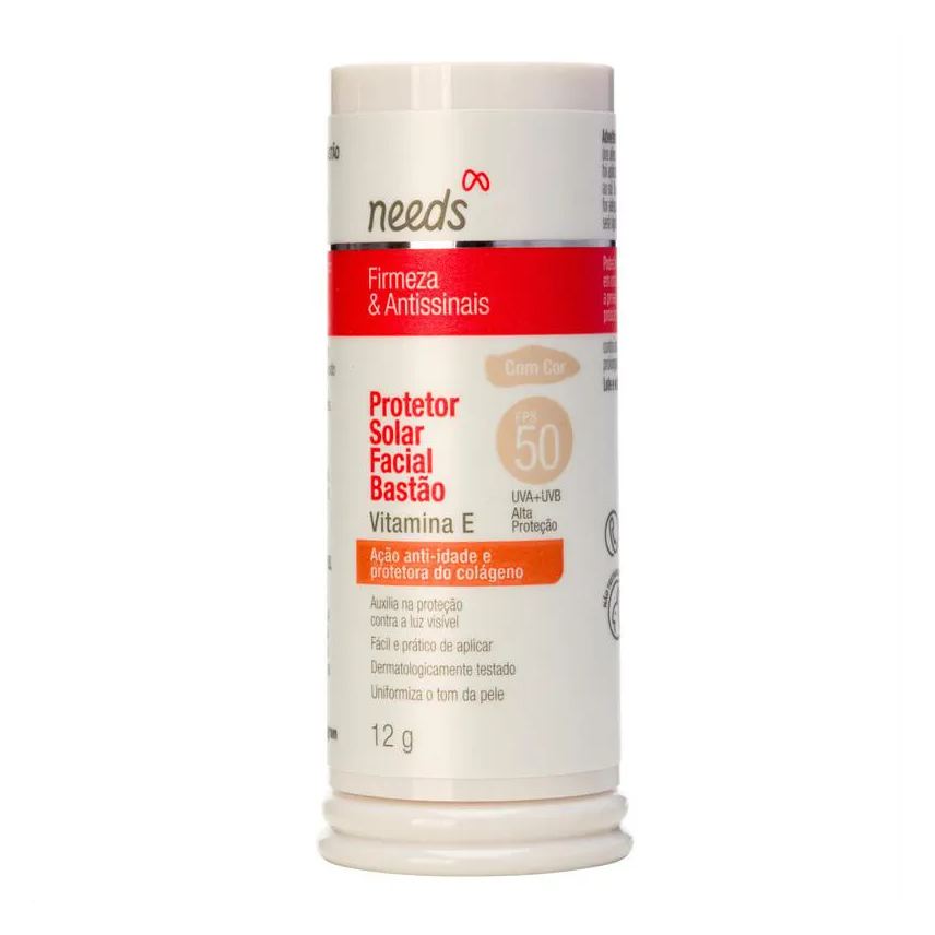 Needs Protetor Solar Facial Firmeza & Antissinais FPS 50 Com Cor Bastão 12g