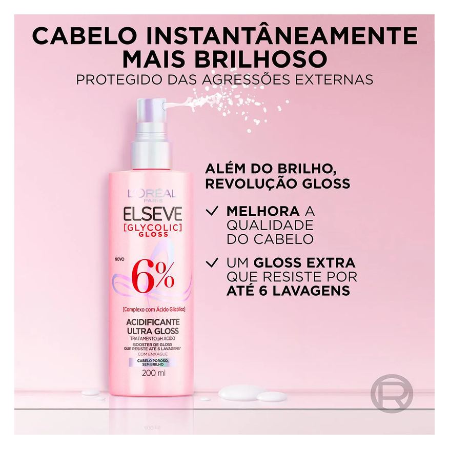 Elseve Spray Acidificante Glycolic Gloss Tratamento Antiporosidade com Ácido Glicólico 200ml
