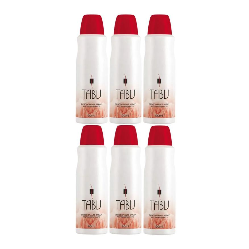 Dana Kit Desodorante Antitranspirante Spray Tabu Feminino 90ml 6 unidades